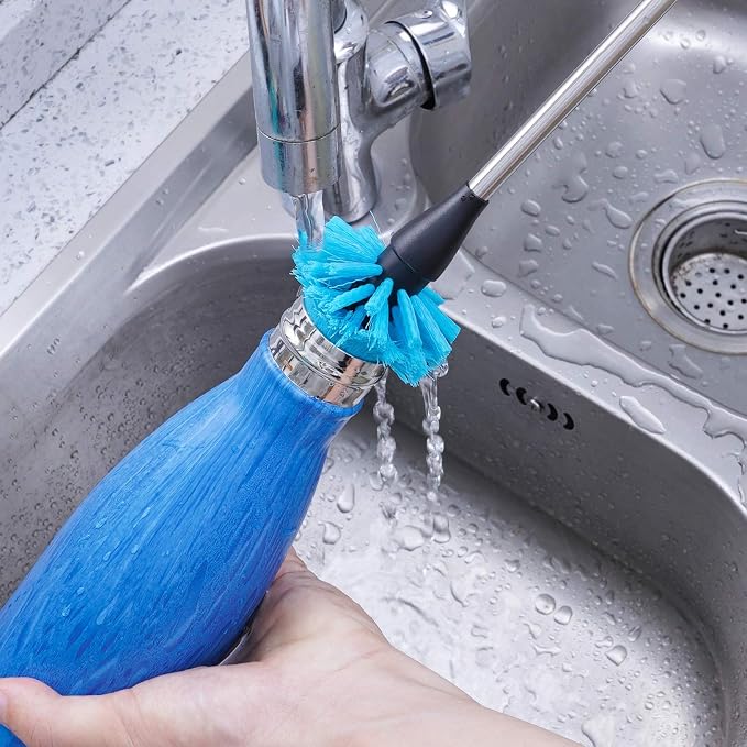 Stainless Steel Water Bottle Brush, Long Handle Scrubbing Brush, Built - Image 7