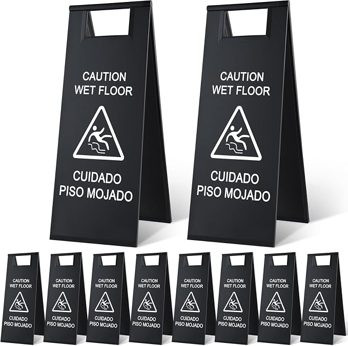 8 Pcs 24 Inch Stainless Steel Wet Floor Sign 8.8 Pound Caution Wet Floor Sign by Unknown