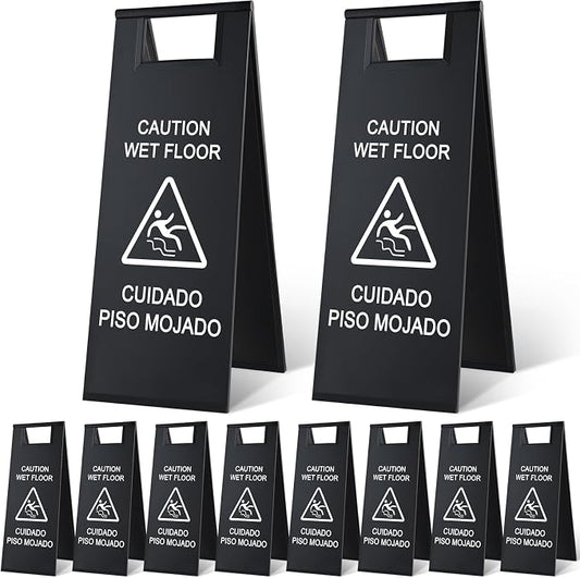 8 Pcs 24 Inch Stainless Steel Wet Floor Sign 8.8 Pound Caution Wet Floor Sign by Unknown