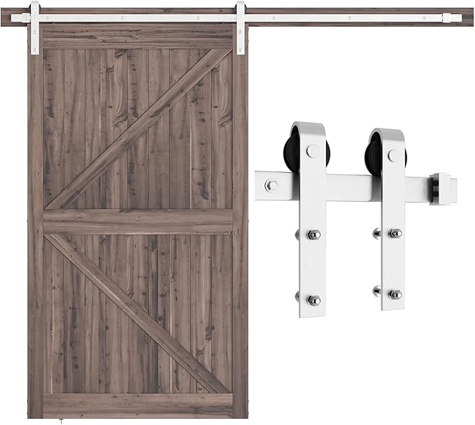 SMARTSTANDARD 8 Feet Brushed Nickel Barn Hardware Kit-Heavy Duty Sliding by SMARTSTANDARD