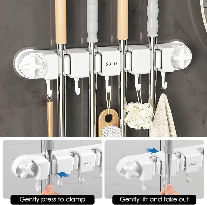 Broom Holder Wall Mount Sturdy Mop and Broom Organizer - Image 8