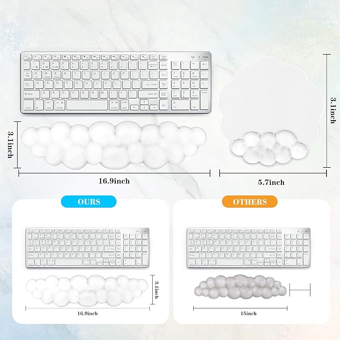 Gel Cloud Keyboard and Mouse Wrist Rest, Cute Wrist Support and Arm Support Rest - Image 5