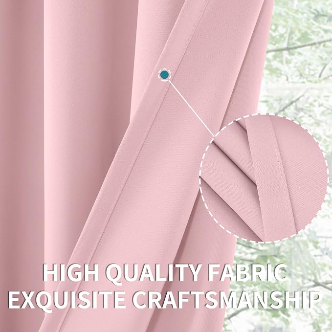BGment Baby Pink Room Darkening Curtains 45 Inches Long - Image 6