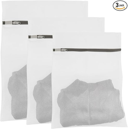 3Pcs Mesh Laundry Bags with Sturdy Zipper, Durable Laundry Room Essentials by Zilotusnte