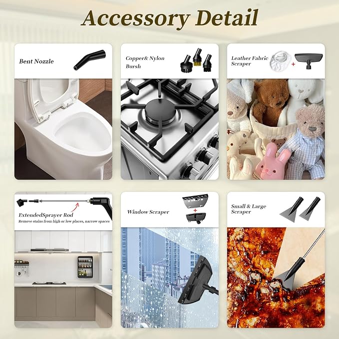 Steam Cleaner, 15s Heat-Up, 1.6L Tank, 3-Level Adjustable Handle, 2500W Steamer - Image 7
