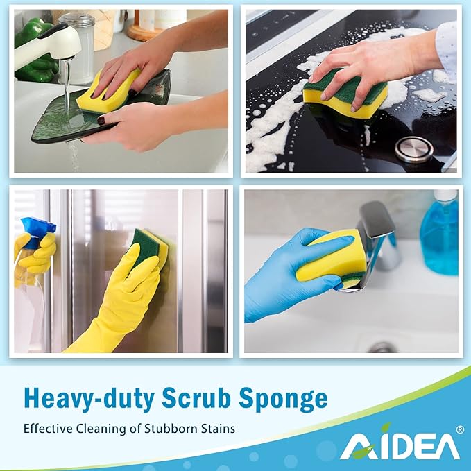 AIDEA Sponges Kitchen, 50 Pack Heavy Duty Dish Sponge, Cleaning Dish Scrubber - Image 6