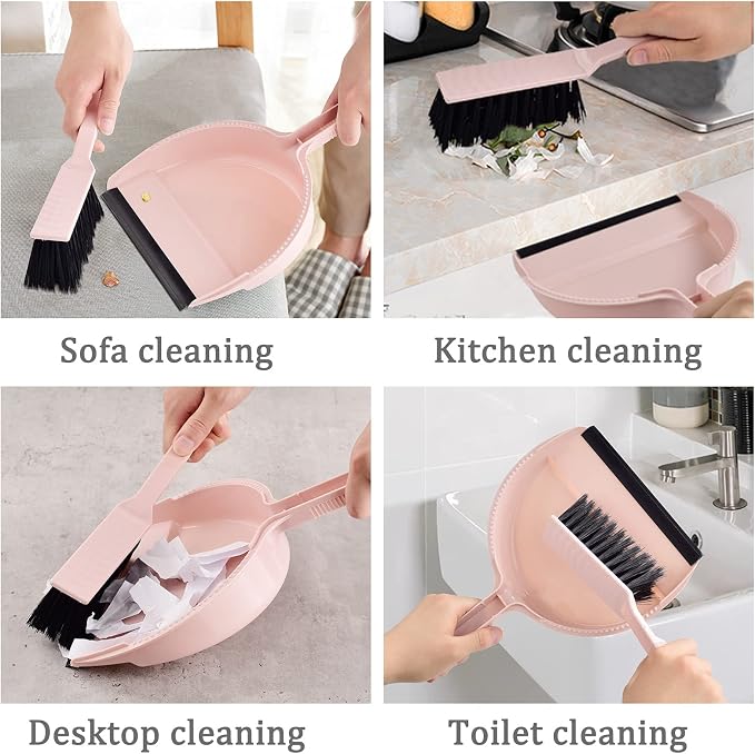 Small Mini Broom & Pink Dustpan Set - Image 4