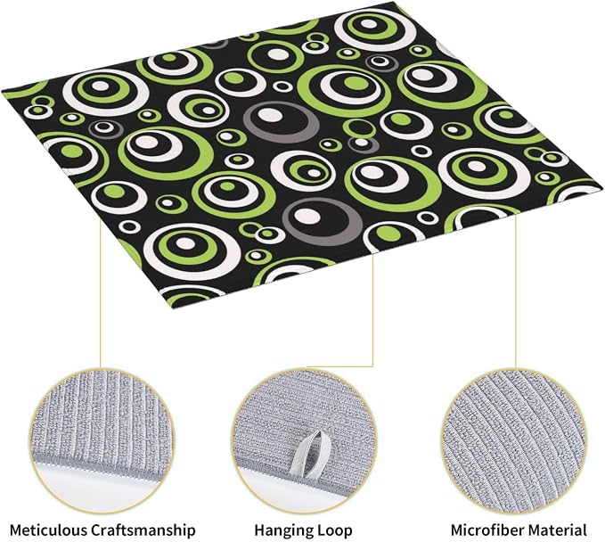 Green Black Gray Geometric Circle Dish Drying Mat - Image 6