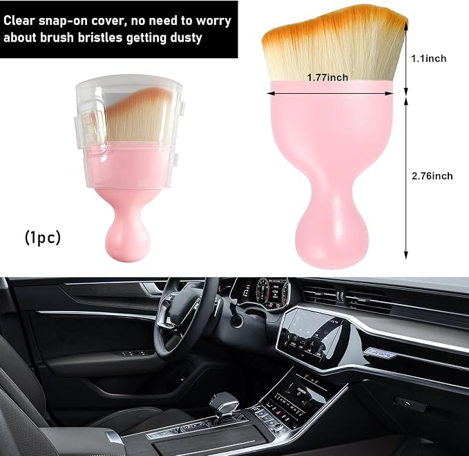 Ziciner Car Detailing Brush, Curved Soft Bristles Auto Removal Dust Collectors - Image 2