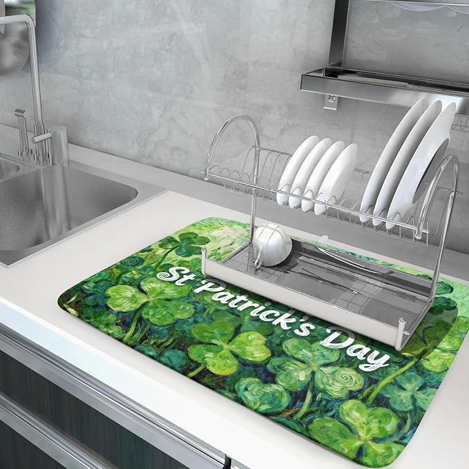 St Patricks Day Lucky Clover Dish Drying Mat - Image 5
