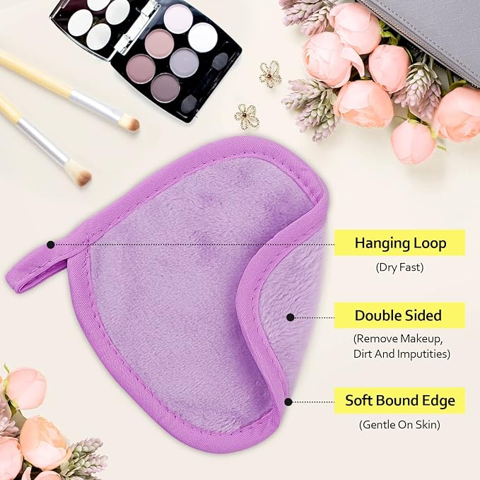 HOMEXCEL Makeup Remover Cloth 12 Count, Reusable Makeup Remover Pads, Washable - Image 2