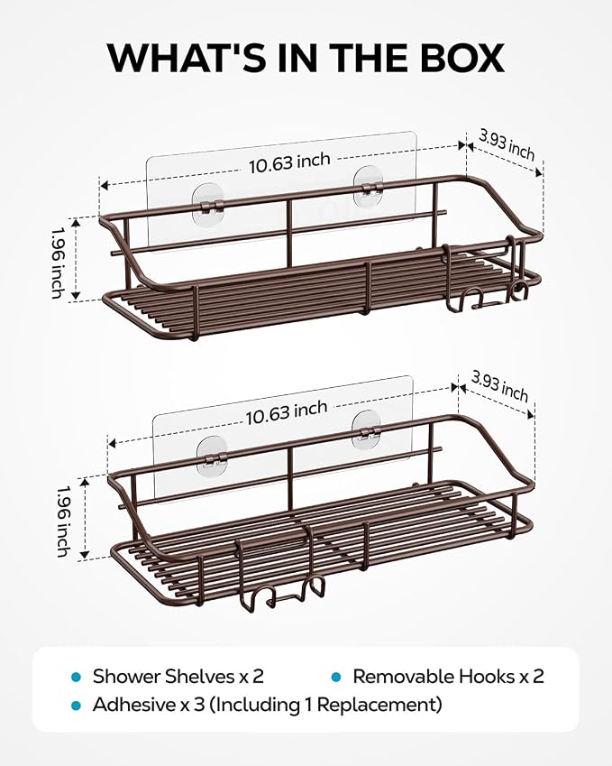 Nieifi Shower Caddy Shelf Storage Rack Adhesive Without Drilling Stainless Steel - Image 7