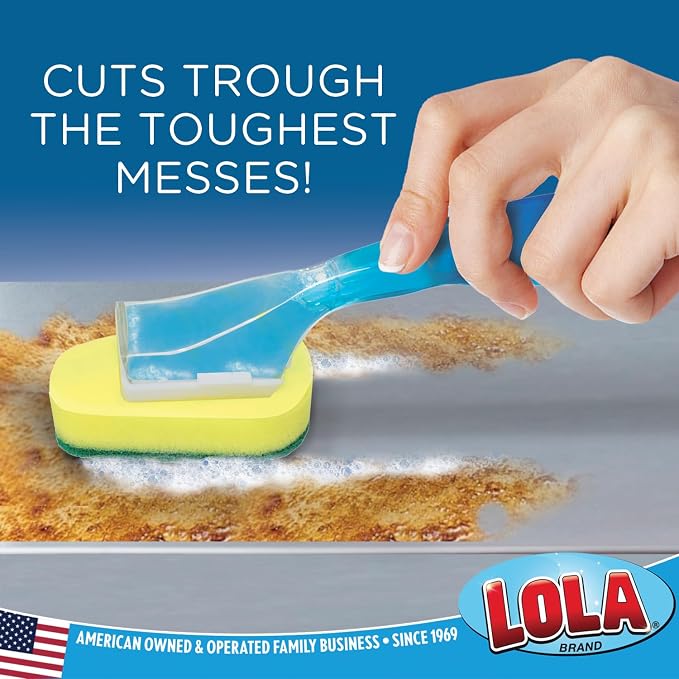 LOLA Dish Brush w/Soap Dispenser Wand, 12 Brushes w/Heads & 72 Refills - Image 3