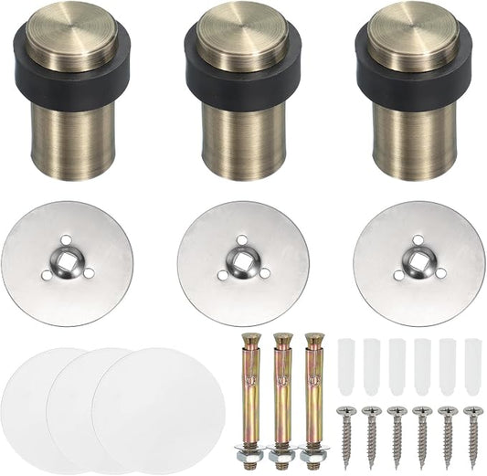 PATIKIL 3Set Round Door Stoppers, 60mm Stainless Steel Door Stop Doorstop Wedge by PATIKIL