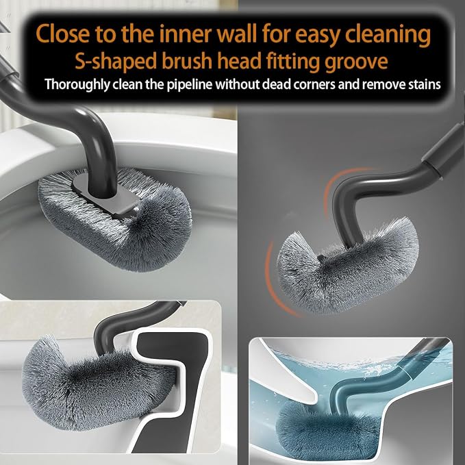 Wall Mounted Long Handle Toilet Brush Set - Image 7