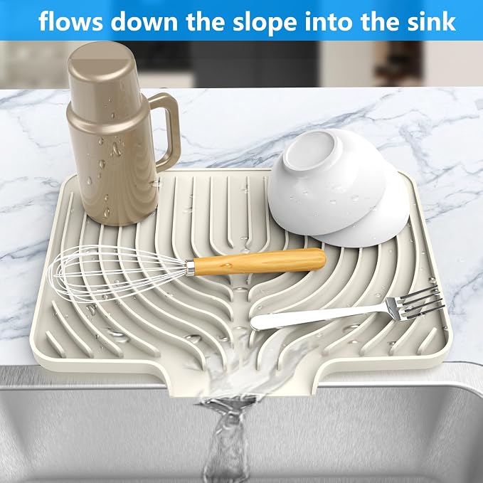 Dish Drying Matt for Kitchen Counter, 14.6"×11"Silicone Dry Rack Mat - Image 2