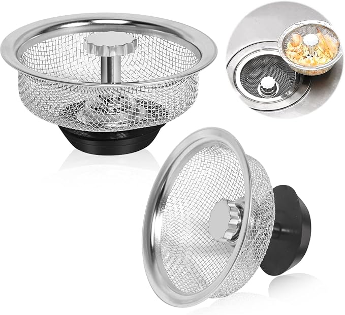 Kitchen Sink Strainer with Handle and Stopper Replacement Kitchen Sink Drain by Dualshine