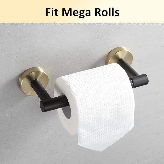 BVL Black and Gold Toilet Paper Holder Wall Mount – 304 Stainless Steel Single - Image 5