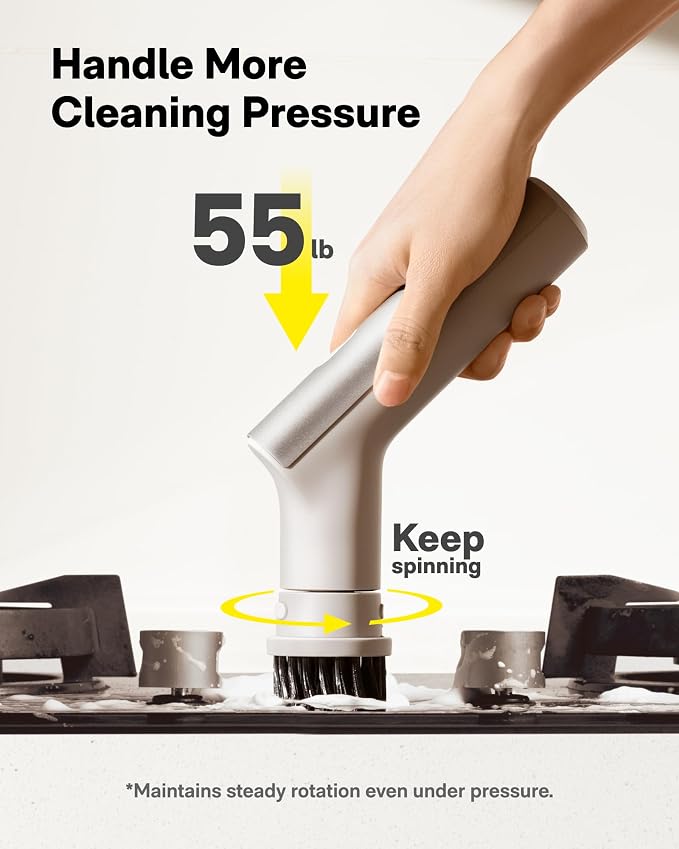 HOTO Handheld Short-Handle Electric Spin Scrubber, IPX7 Waterproof Cordless - Image 4