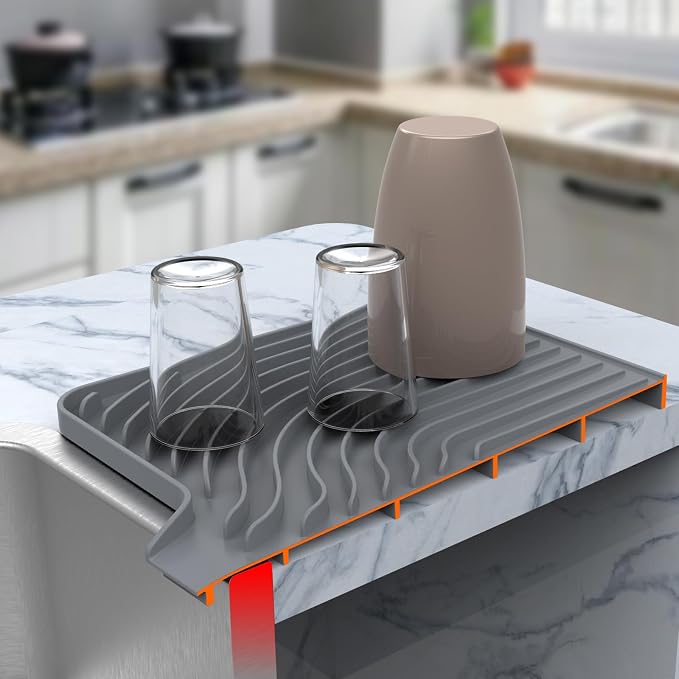 Silicone Drying Mat for Kitchen Counter, Dish Drying Rack Matt - Image 2