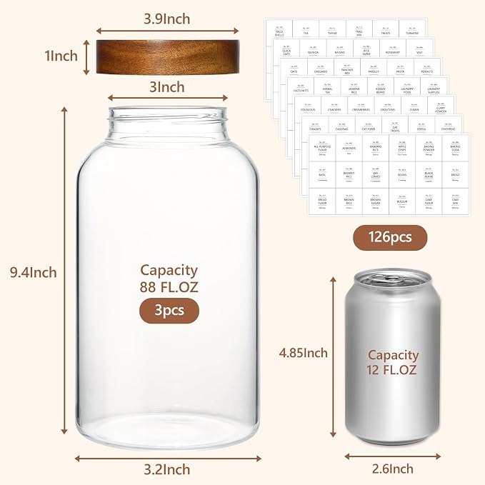 KEYWING 88oz Large Glass Jars - Image 2