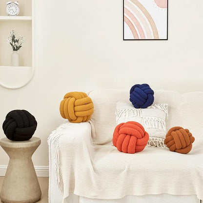 Petrella Knot Pillow Ball Round Throw Pillows Home Decor Cushion Decorative Aesthetic Throw Pillows，Lambswool Yellow 8inch
