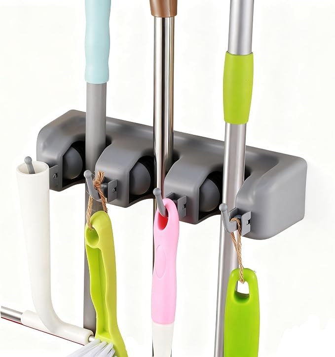 TOGU 2 Pack Mop and Broom Holder Wall Mounted 3 Position Storage Rack by TOGU