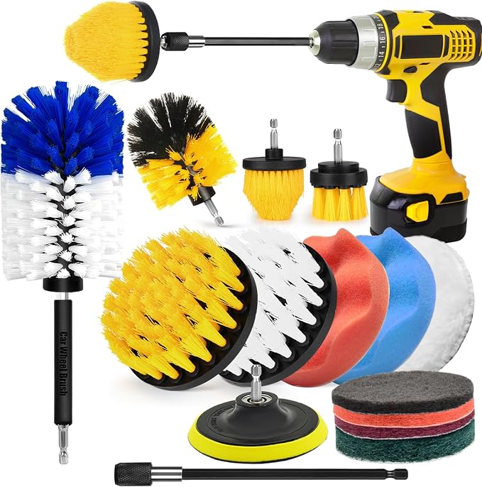 15Pcs Drill Brush Attachment Set, Drill Scrubber Brush Kit Include Soft Drill by chicarry