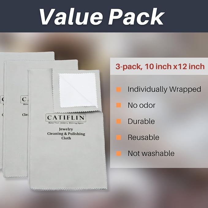 CATIFLIN 3pcs Multi-Layer Jewelry Cleaning Cloth, Large Silver Polishing Cloth - Image 7