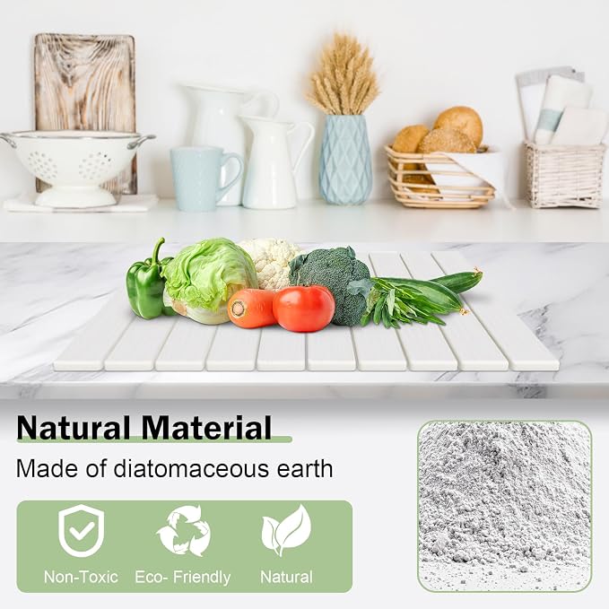 Stone Dish Drying Mat for Kitchen Counter, Versatile Stone Drying Mats for Cups - Image 3