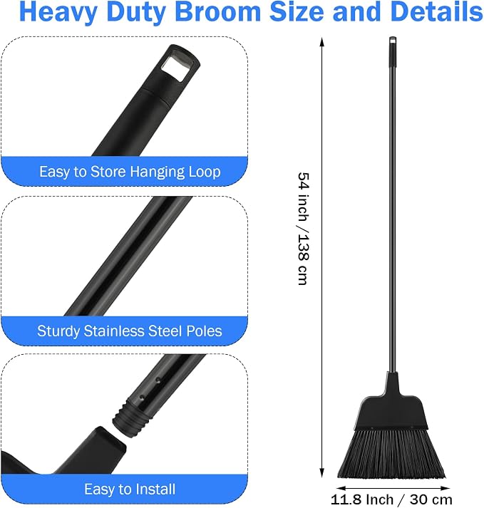 Roshtia 10 Pcs Heavy Duty Broom Bulk 54 Inch Outdoor Indoor Commercial Brooms - Image 2
