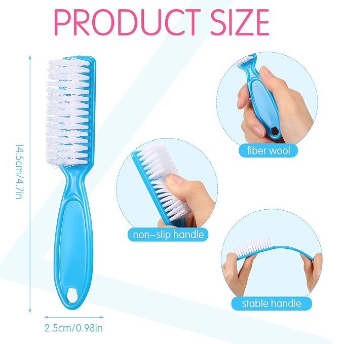 Patelai 30 Pcs Nail Scrubber Brushes Bulk Handle Grip Manicure Brushes - Image 3