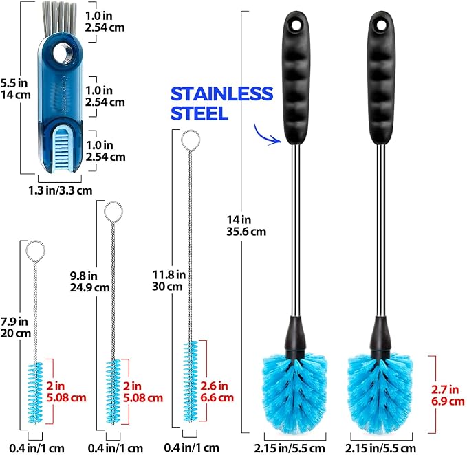 Holikme 6 Pack Brush Set, 3 Straw Brushes, 3-in-1 Cleaning Brush - Image 6
