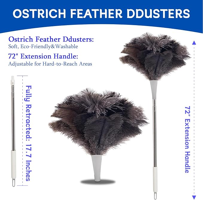 Madrigal 72" Extendable Ostrich Feather Duster - Image 2