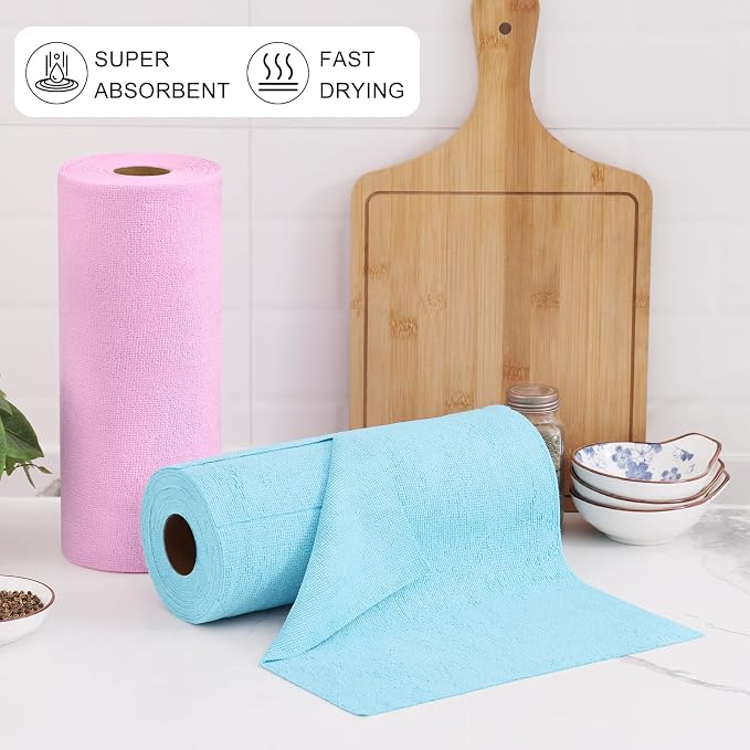 Homaxy Tear Away Dish Cloths Rolls, 40 Sheets-11.8" X 11.8", Reusable Washable - Image 8