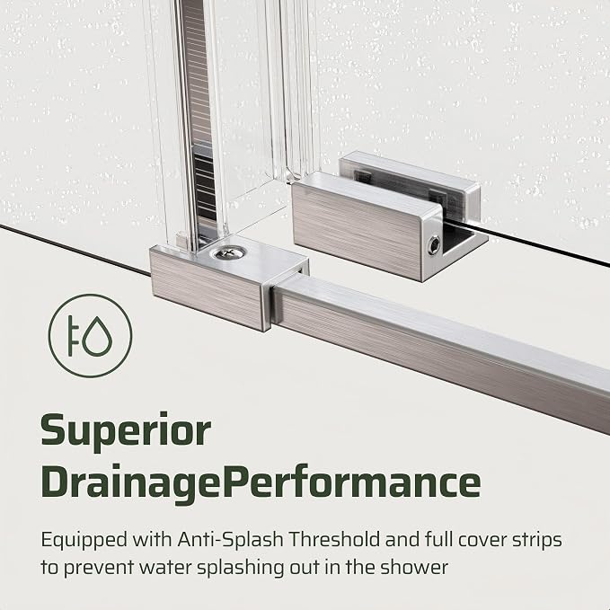 46-48" W x 76" H Frameless Sliding Shower Door, Bathroom Soft-Close Shower - Image 7