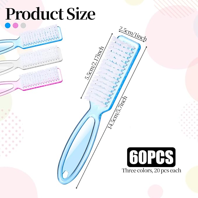 60 PCS Nail Scrubber Brush Set, Handle Grip Nail Brush Bulk Fingernail Scrubber - Image 2