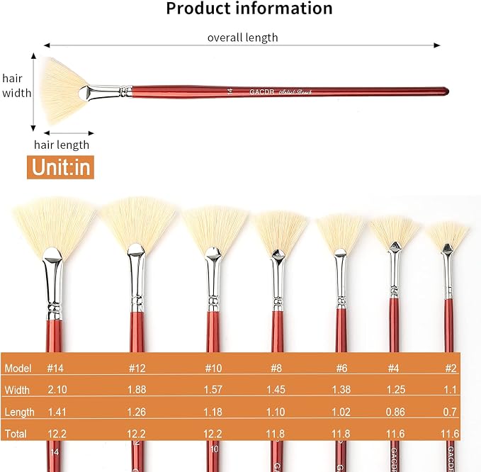 Fan Brush for Painting, 7 Pieces Fan Brush Set - Image 2