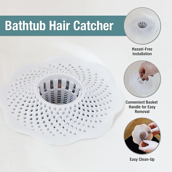 Danco 10306, Tub Protector Hair Cather and Strainer, Hair Drain Clog Prevention - Image 3