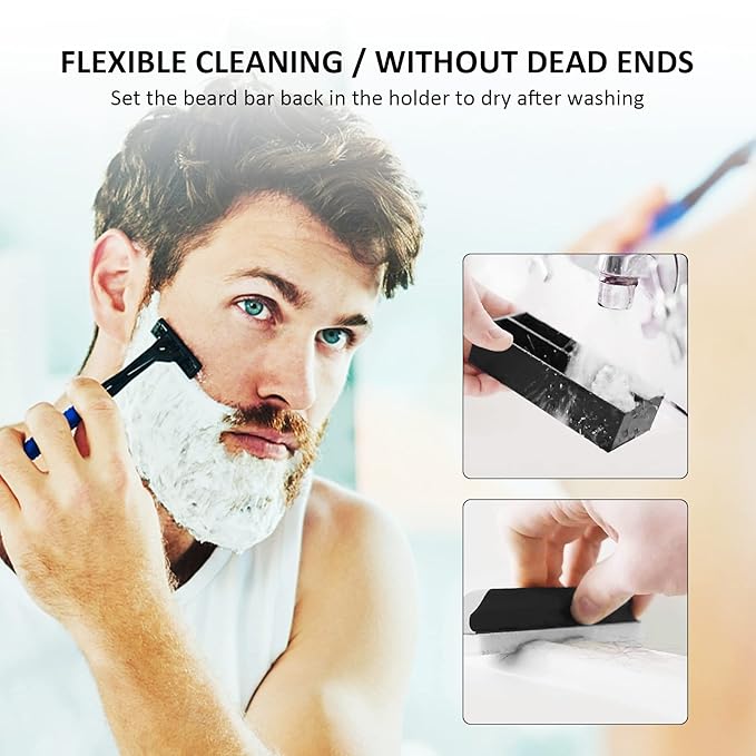 Beard Cleaner Brush and Holder Set: Clean Up Beard Trimmings from Sinks and - Image 5
