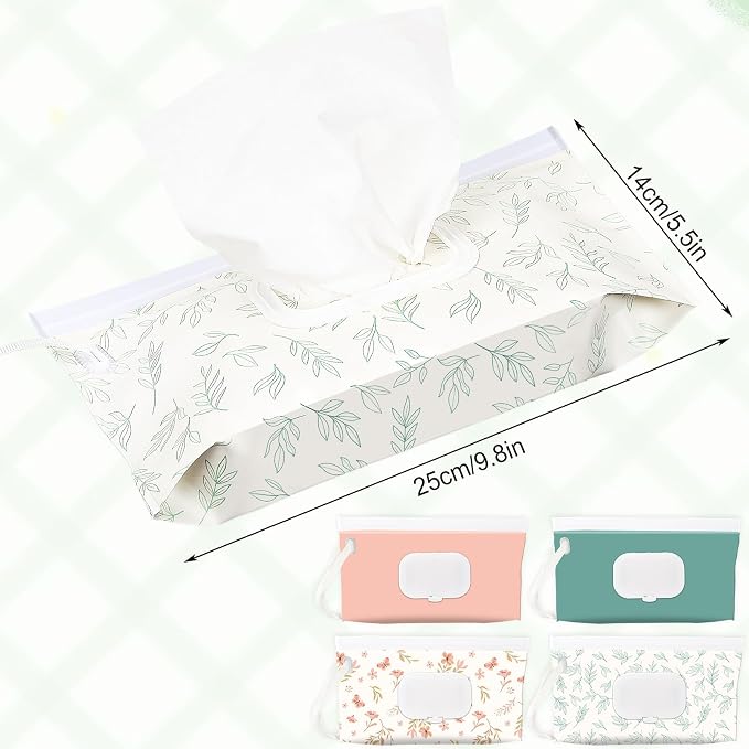 FEBSNOW 4 Pack Baby Wipes Dispenser Holder, Portable Refillable Baby Wet Wipes - Image 2