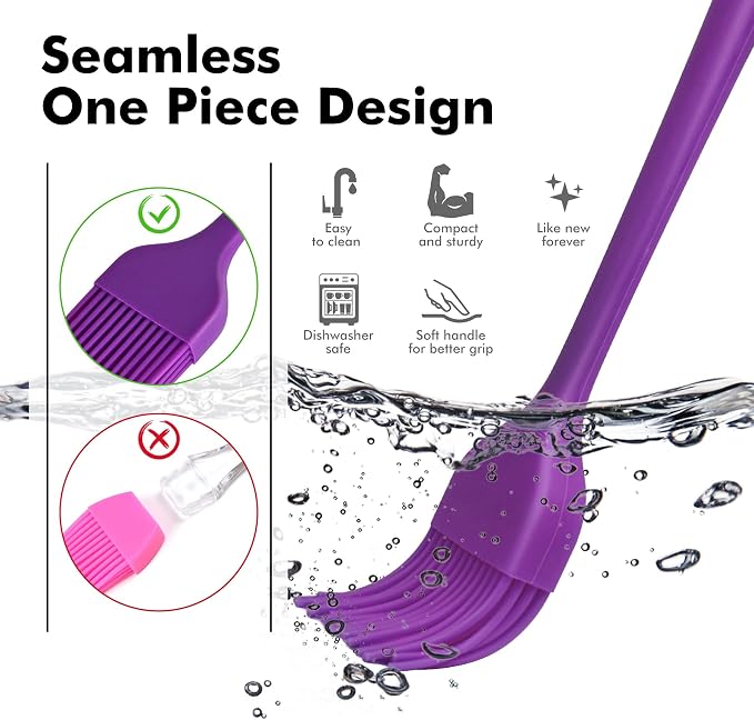 HOTEC Basting Brushes Silicone Heat Resistant Pastry Brushes Spread Oil Butter - Image 5