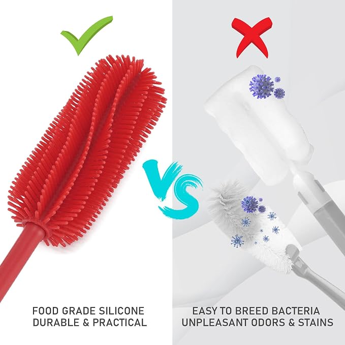 15.7" Silicone Bottle Brush, ddLUCK Water Bottle Cleaner Brush - Image 5