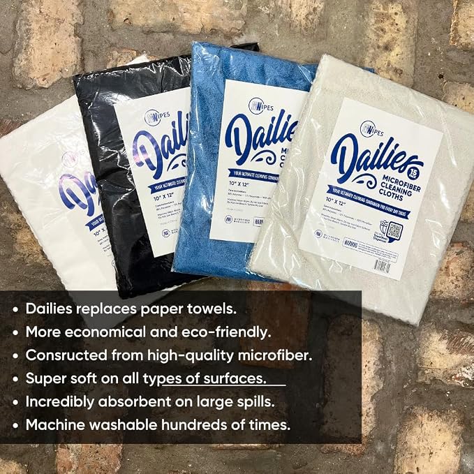 Dailies Microfiber Cleaning Cloths | 15-Pack 12"x10" | Fits TowelNest Dispenser - Image 3