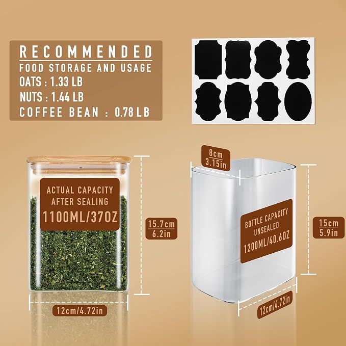 37oz Rectangle Airtight Glass Storage Containers - Image 2