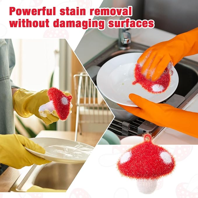Breling 6 Pieces Mushroom Shape Dish Sponge Dual Sided Non Scratch Dish Washing - Image 4