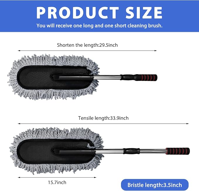 2 PCS Microfiber Car Dusters, Scratch Free Auto Exterior Dust Brust Set - Image 2