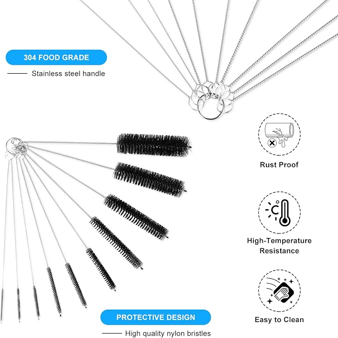 12pcs Glass Tube Pipe Cleaners Brush Kit, 14.5 inch Long Nylon Straw Brush - Image 5