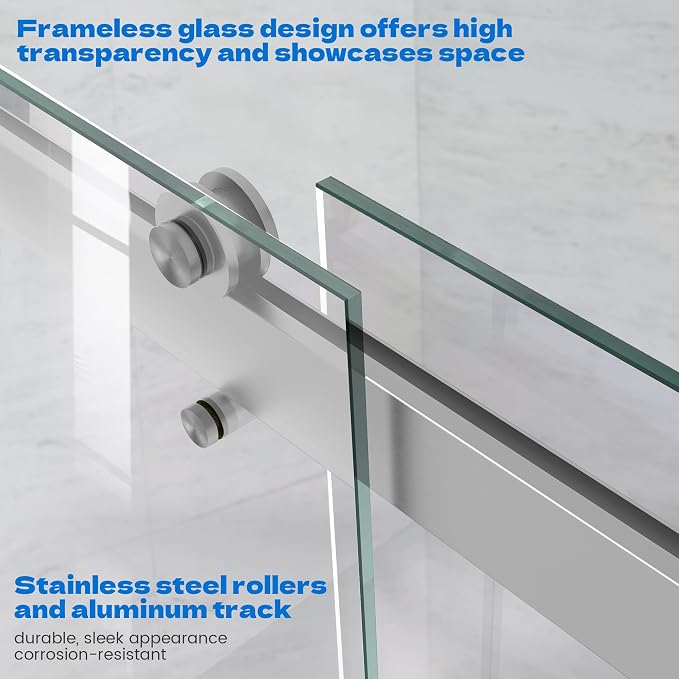 Sliding Shower Door, 44-48" W x 76" H Semi-Frameless Double Sliding Glass - Image 4