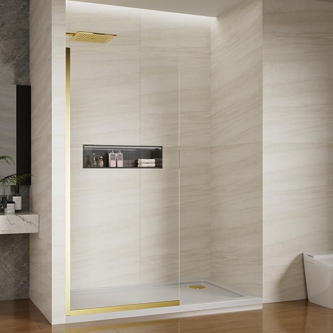 Shower Screen 36" x 76" Half Frameless Shower Wall Panel, Tempered Glass 3/8 by ViivppaiShowerDoors